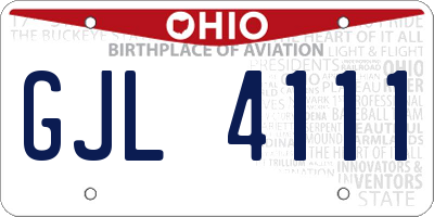 OH license plate GJL4111