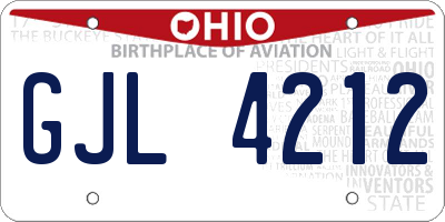 OH license plate GJL4212