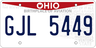 OH license plate GJL5449