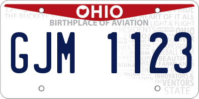 OH license plate GJM1123