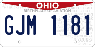 OH license plate GJM1181