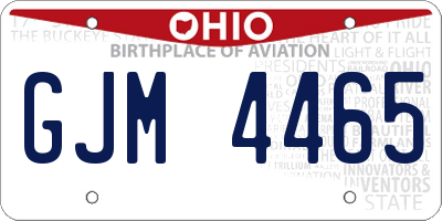 OH license plate GJM4465