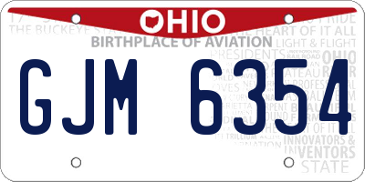 OH license plate GJM6354