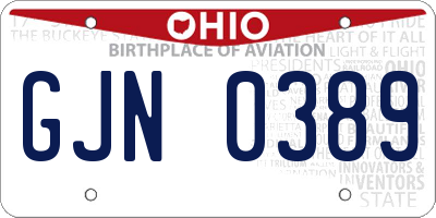 OH license plate GJN0389