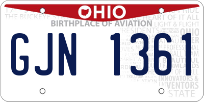 OH license plate GJN1361