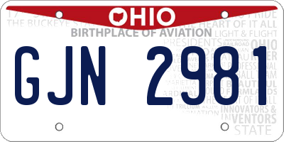 OH license plate GJN2981