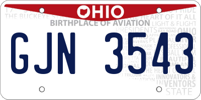 OH license plate GJN3543