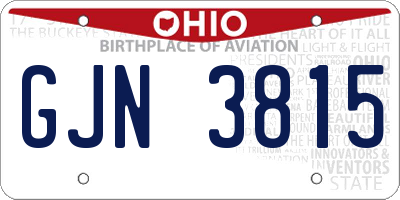 OH license plate GJN3815