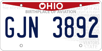 OH license plate GJN3892