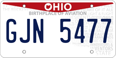 OH license plate GJN5477