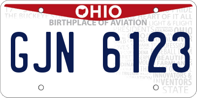 OH license plate GJN6123
