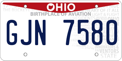 OH license plate GJN7580