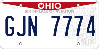 OH license plate GJN7774