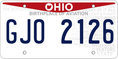 OH license plate GJO2126