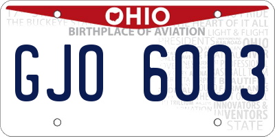 OH license plate GJO6003