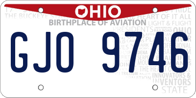 OH license plate GJO9746