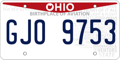 OH license plate GJO9753