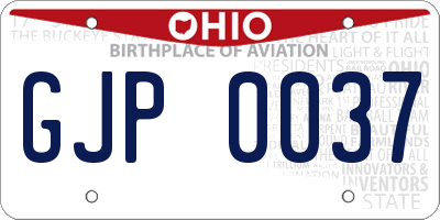 OH license plate GJP0037