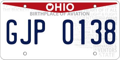 OH license plate GJP0138