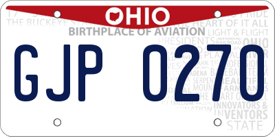 OH license plate GJP0270