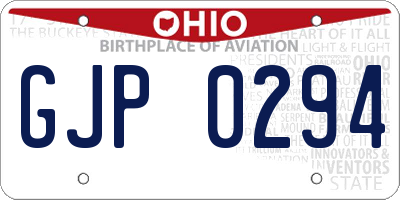 OH license plate GJP0294