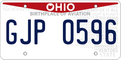 OH license plate GJP0596