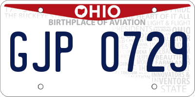 OH license plate GJP0729