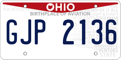 OH license plate GJP2136