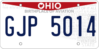 OH license plate GJP5014