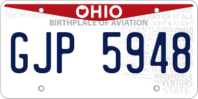 OH license plate GJP5948