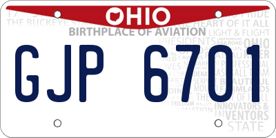 OH license plate GJP6701