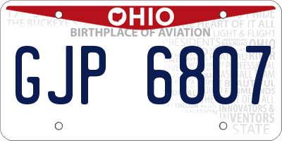 OH license plate GJP6807