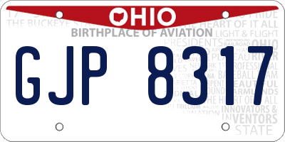 OH license plate GJP8317