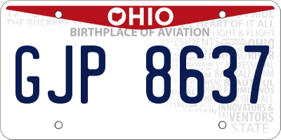 OH license plate GJP8637