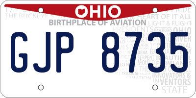 OH license plate GJP8735