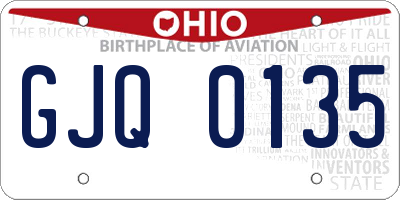 OH license plate GJQ0135