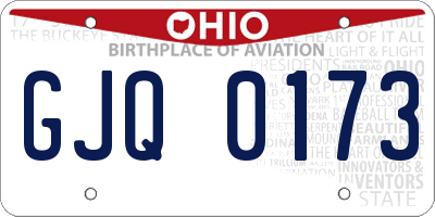 OH license plate GJQ0173