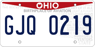OH license plate GJQ0219