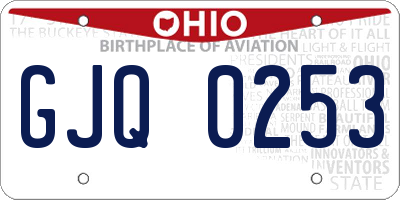 OH license plate GJQ0253