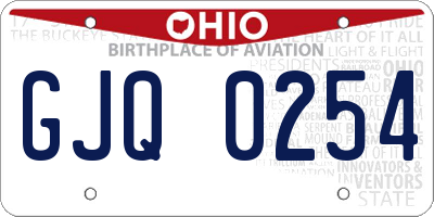 OH license plate GJQ0254