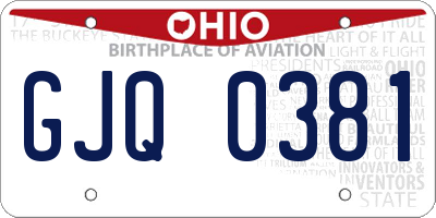 OH license plate GJQ0381