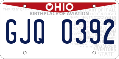 OH license plate GJQ0392