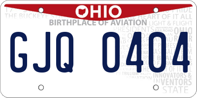OH license plate GJQ0404