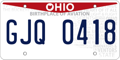 OH license plate GJQ0418