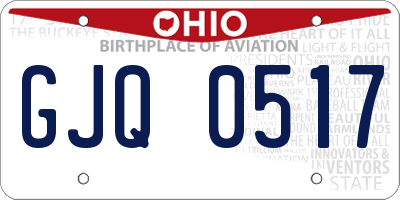 OH license plate GJQ0517