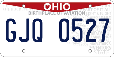 OH license plate GJQ0527