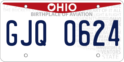 OH license plate GJQ0624