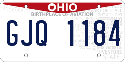 OH license plate GJQ1184