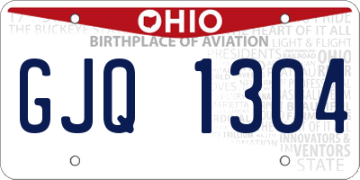OH license plate GJQ1304