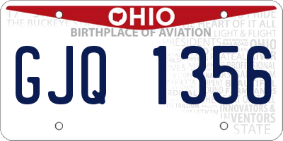 OH license plate GJQ1356